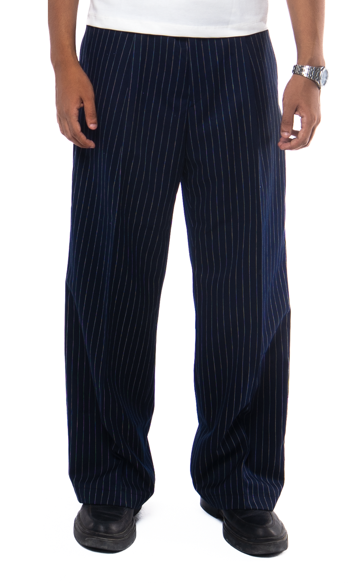 SKYLINES PINSTRIPED PANTS IN NAVY BLUE
