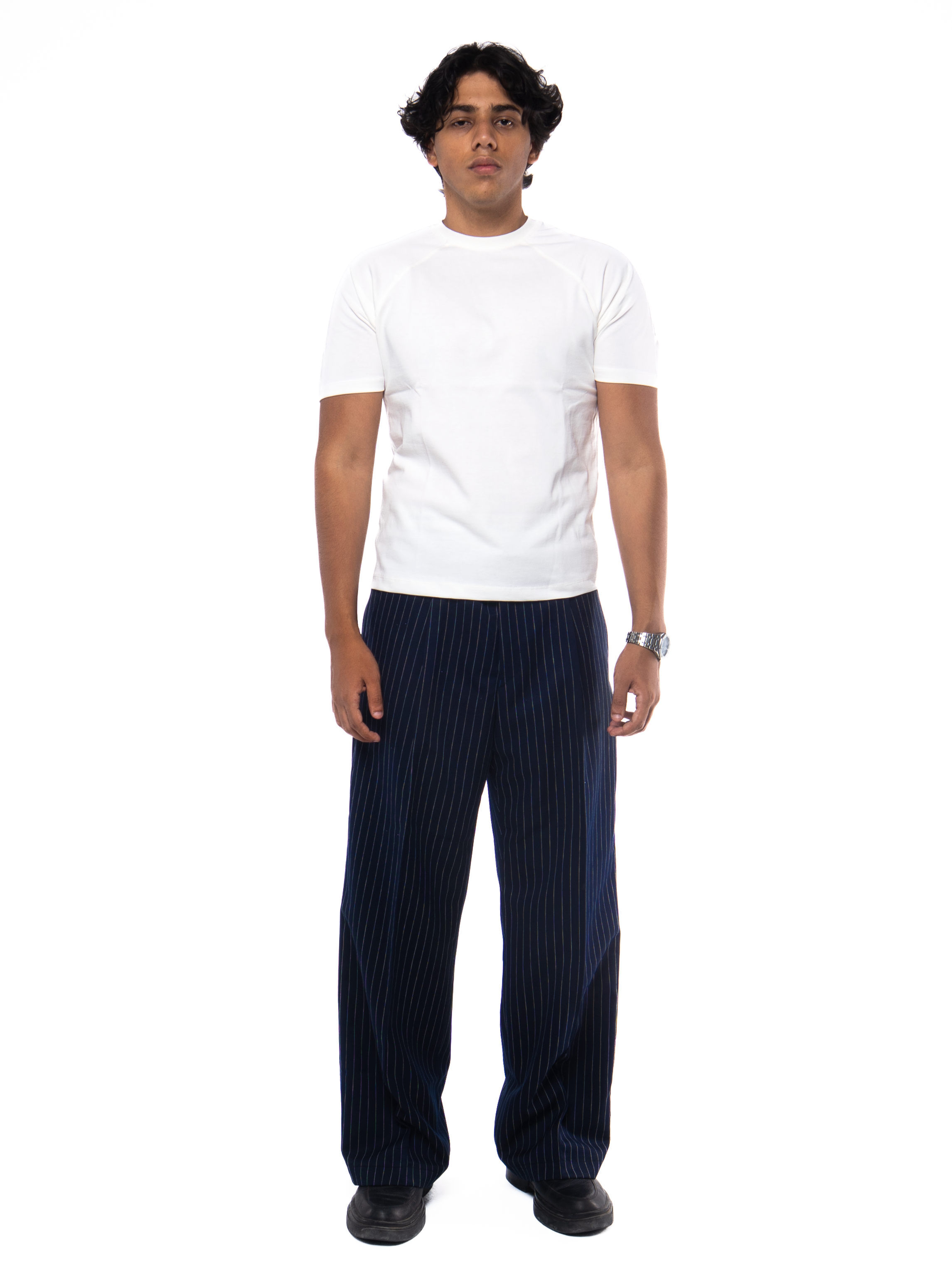 SKYLINES PINSTRIPED PANTS IN NAVY BLUE