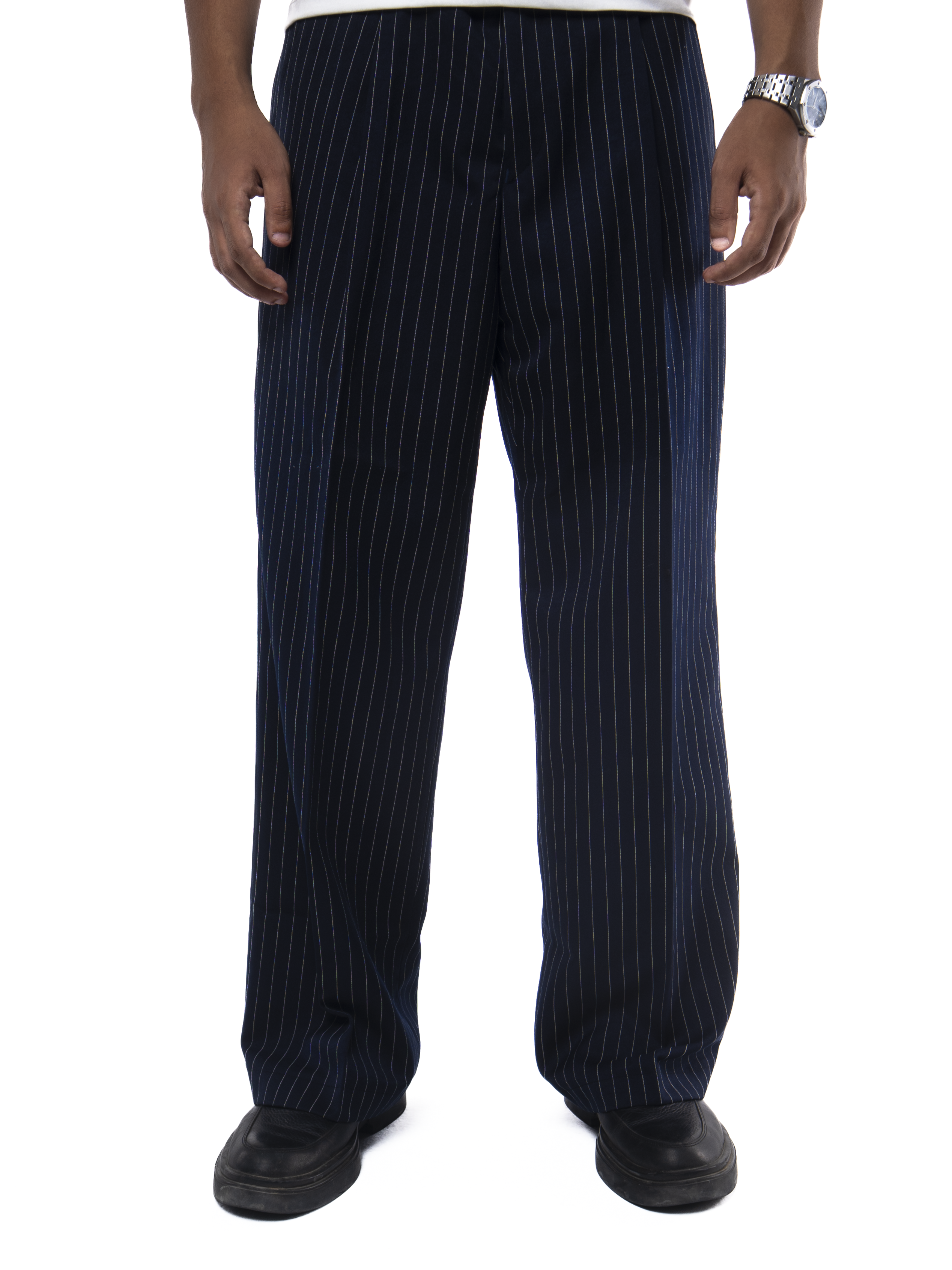 SKYLINES PINSTRIPED PANTS IN NAVY BLUE