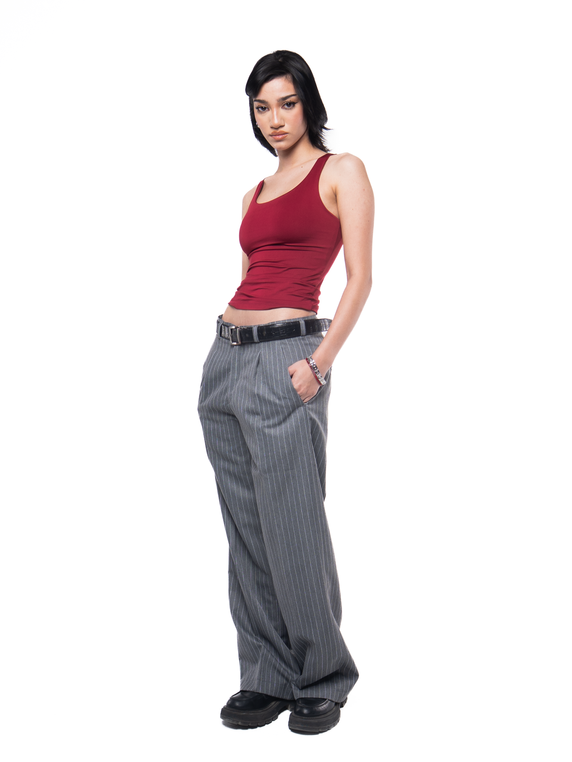 SKYLINES PINSTRIPED PANTS IN GREY