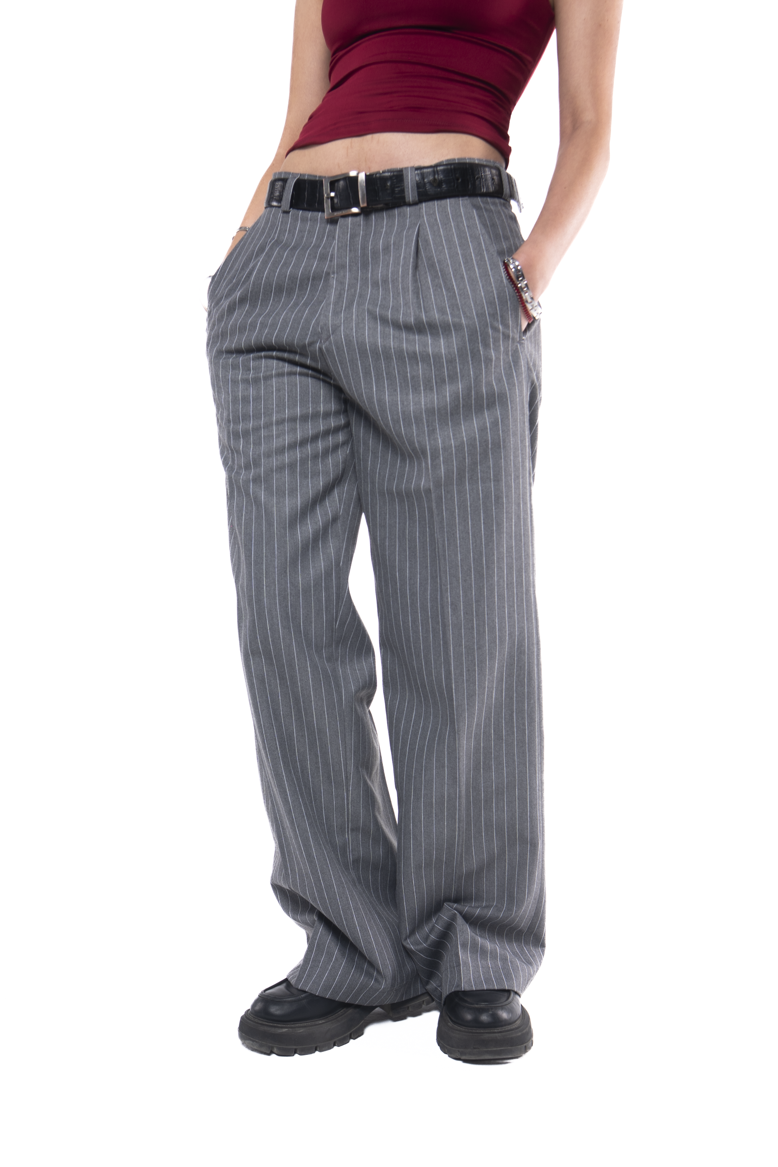 SKYLINES PINSTRIPED PANTS IN GREY
